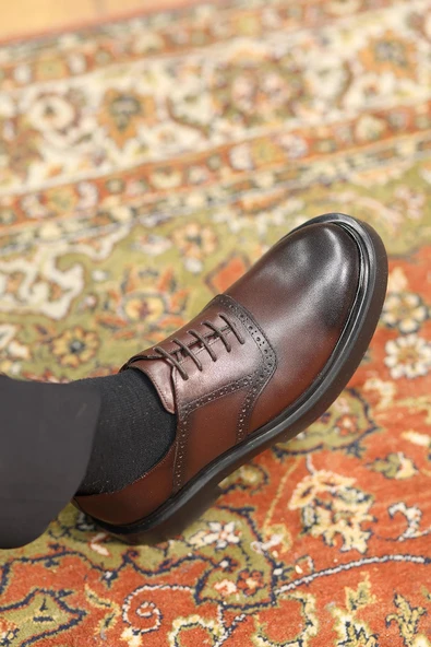 Shoetyle - Kahverengi Deri Bağcıklı Erkek Günlük Ayakkabı 610-1008 - 3