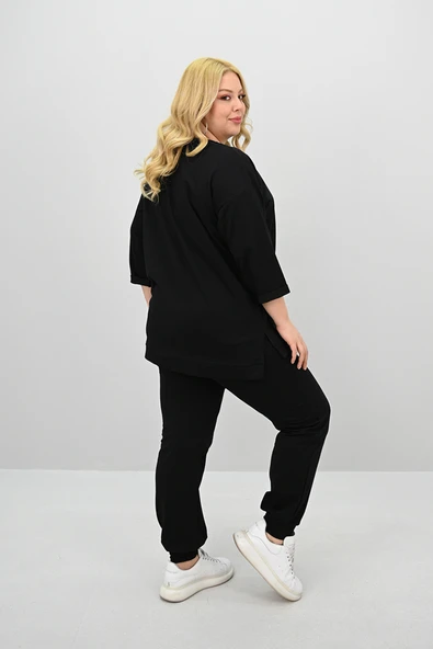 Kadın Büyük Beden Truvakar Kol Lastik Paça Eşofman Takımı 8185-25 - 8