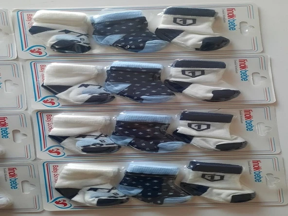 fındık bebe erkek bebek 3'lü çorap seti