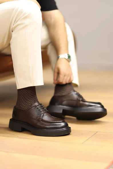 Shoetyle - Kahverengi Deri Bağcıklı Erkek Günlük Ayakkabı 610-1009