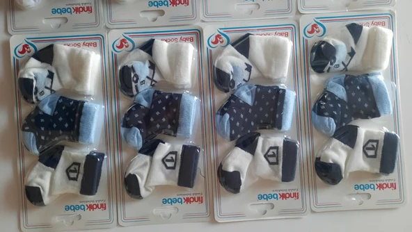 fındık bebe erkek bebek 3'lü çorap seti - 3