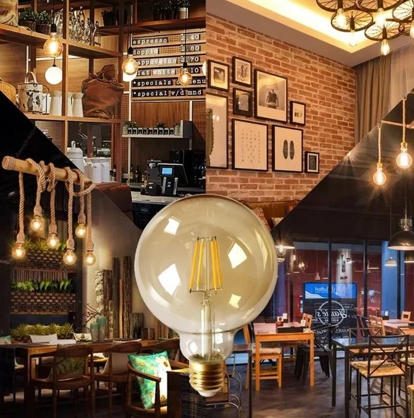 CT-4286 6W Rustik Led G95 Glop Ampul E27 Amber Işık aydınlatma lamba 2700K - 4