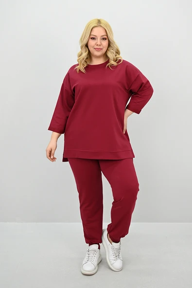 Kadın Büyük Beden Truvakar Kol Lastik Paça Eşofman Takımı 8185-25 - 10