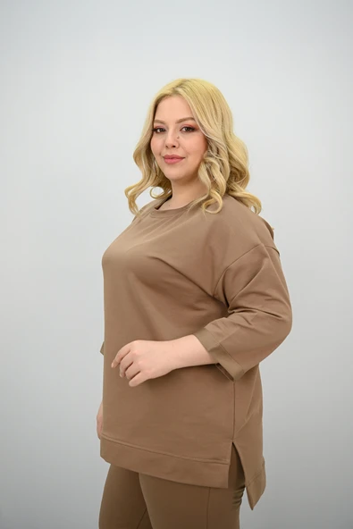 Kadın Büyük Beden Truvakar Kol Lastik Paça Eşofman Takımı 8185-25