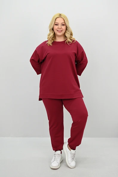 Kadın Büyük Beden Truvakar Kol Lastik Paça Eşofman Takımı 8185-25 - 11