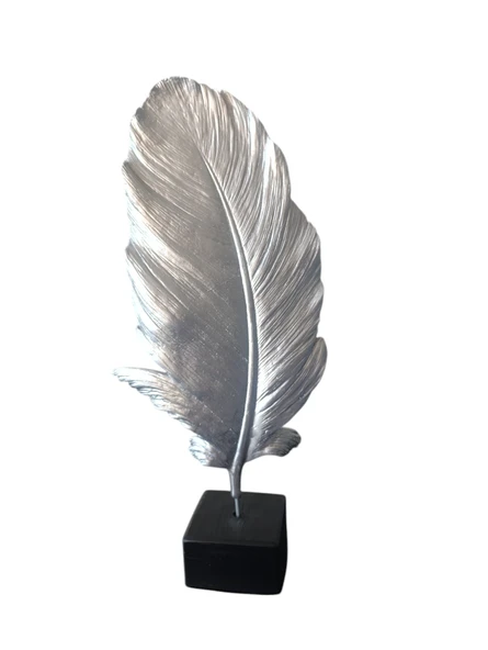 beyaz renk kırılmaz polyester,tüy desenli kaideli biblo - Resim 6