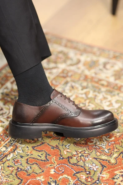 Shoetyle - Kahverengi Deri Bağcıklı Erkek Günlük Ayakkabı 610-1008 - 4