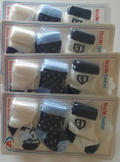 fındık bebe erkek bebek 3'lü çorap seti - 2