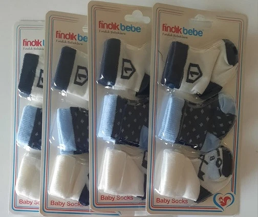 fındık bebe erkek bebek 3'lü çorap seti - 5