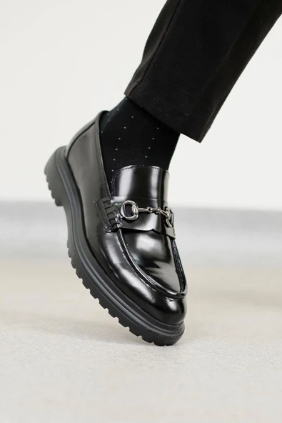 Shoetyle - Siyah Açma Deri Erkek Günlük Ayakkabı 610-1014 - 2