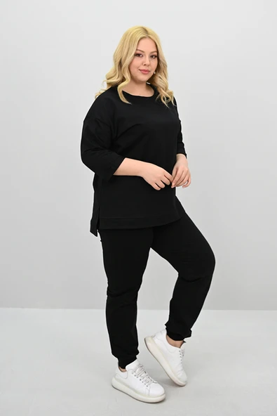 Kadın Büyük Beden Truvakar Kol Lastik Paça Eşofman Takımı 8185-25 - 6