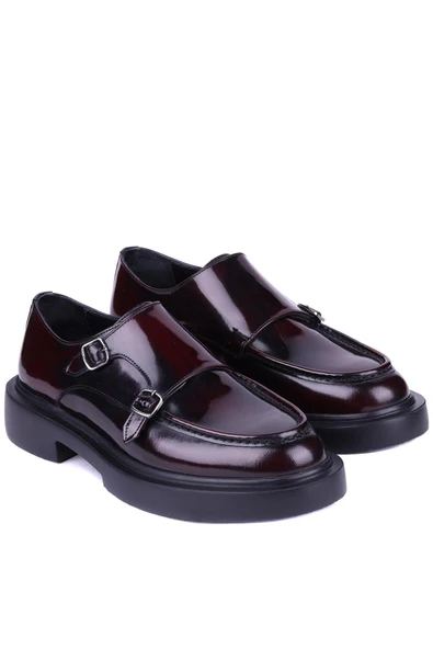 Shoetyle - Bordo Açma Deri Tokalı Erkek Ayakkabı 250-1616 - 4