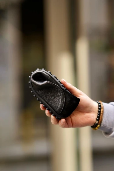 Shoetyle - Siyah Deri Bağcıksız Erkek Günlük Ayakkabı 610-1012 - 2