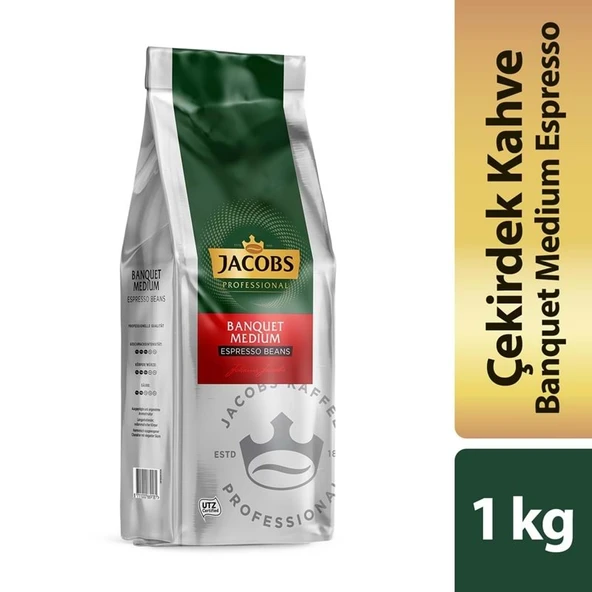 Jacobs Medium Çekirdek Kahve 1KG (Espresso Beans) & Kaffeeplus Süt Tozu 1KG (Karma 8 Li Set) - Resim 3