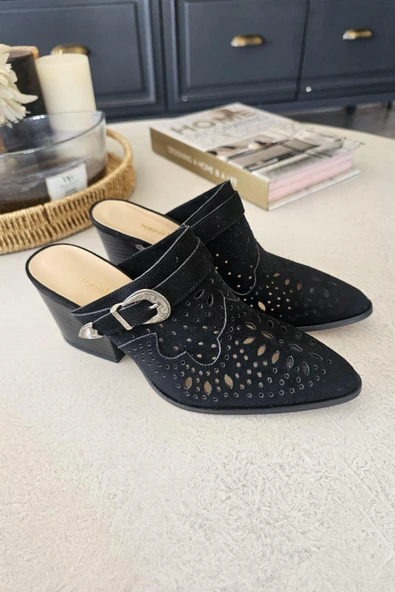 019 502 Topukla Kadın 6 cm Kalın Topuklu Yazlık Sabo Terlik - 12