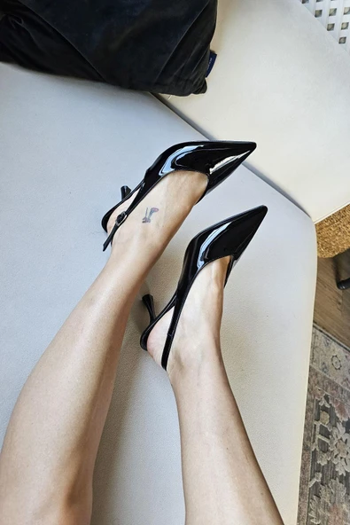 10 1104 Ops Topukla Kadın Arkası Açık Stiletto Kadeh Topuk Abiye Ayakkabı - 11