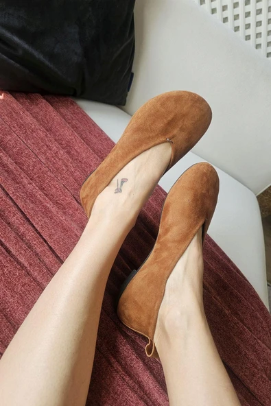 0010 356 Ops Topukla Kadın Hakiki Deri Düz Babet