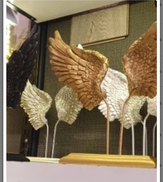 kırılmaz polyester,SİYAH RENK melek kanadı desenli biblo - Resim 7