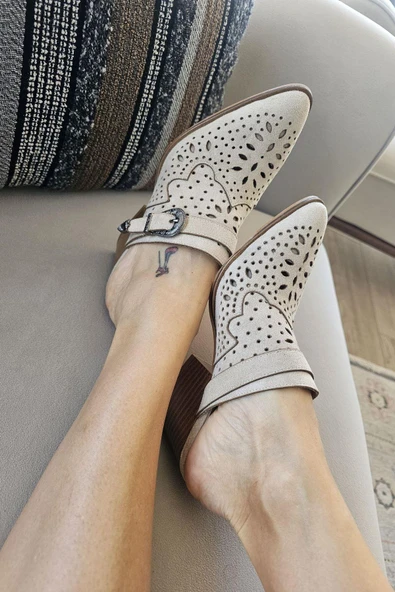 019 502 Topukla Kadın 6 cm Kalın Topuklu Yazlık Sabo Terlik - 2