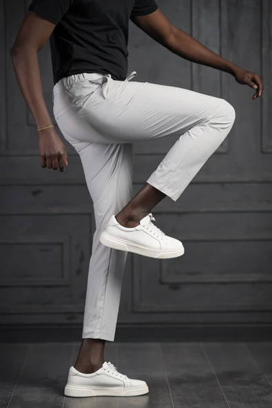 Beli Lastikli Ve İplikli Likralı Yazlık İnce Paraşüt Kumaş Jogger Pantolon - 2