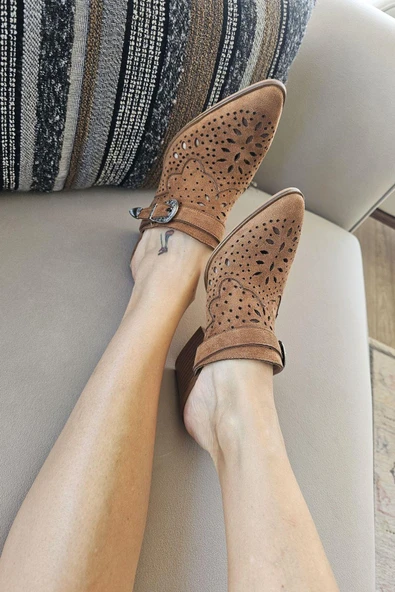 019 502 Topukla Kadın 6 cm Kalın Topuklu Yazlık Sabo Terlik - 4