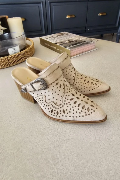 019 502 Topukla Kadın 6 cm Kalın Topuklu Yazlık Sabo Terlik - 11