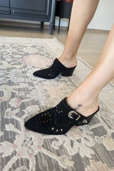 019 502 Topukla Kadın 6 cm Kalın Topuklu Yazlık Sabo Terlik - 7