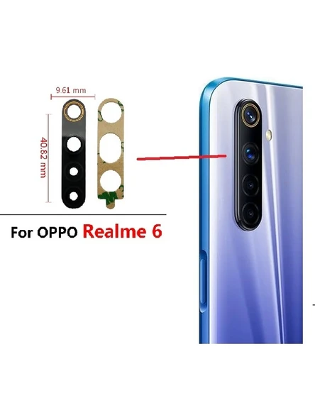 Oppo Realme 6 Arka Kamera Camı Lens Yapışkanlı ürün görseli