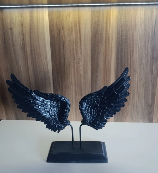 kırılmaz polyester,SİYAH RENK melek kanadı desenli biblo - Resim 5