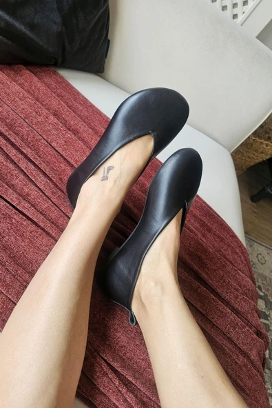 0010 356 Ops Topukla Kadın Hakiki Deri Düz Babet - 8