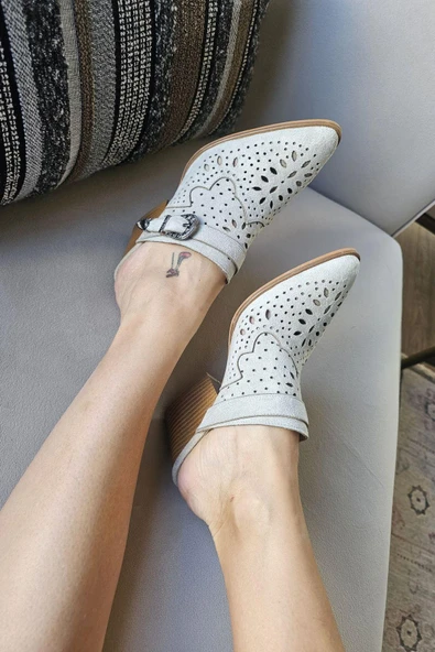 019 502 Topukla Kadın 6 cm Kalın Topuklu Yazlık Sabo Terlik - 5