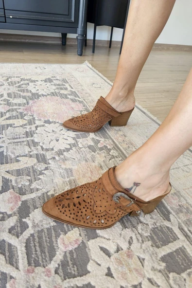 019 502 Topukla Kadın 6 cm Kalın Topuklu Yazlık Sabo Terlik - 8