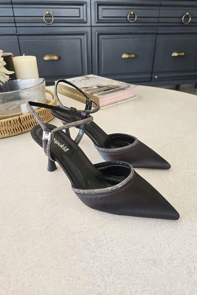 10 660 Topukla Kadın Bilekden Ayarlı Taşlı Stiletto Abiye Ayakkabı - Resim 8