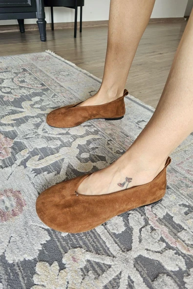 0010 356 Ops Topukla Kadın Hakiki Deri Düz Babet - 6