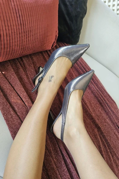 10 1104 Ops Topukla Kadın Arkası Açık Stiletto Kadeh Topuk Abiye Ayakkabı - 6