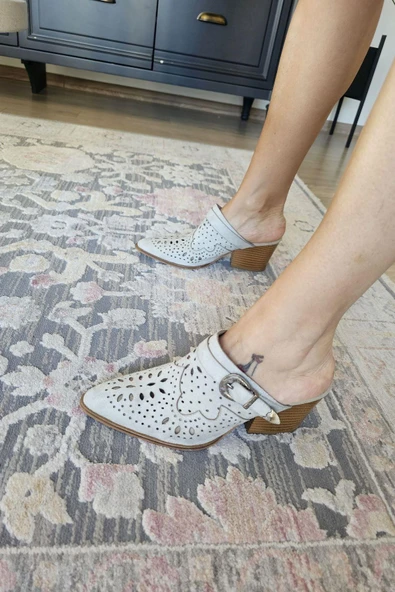 019 502 Topukla Kadın 6 cm Kalın Topuklu Yazlık Sabo Terlik - 9