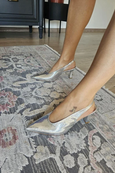 10 1104 Ops Topukla Kadın Arkası Açık Stiletto Kadeh Topuk Abiye Ayakkabı - 11