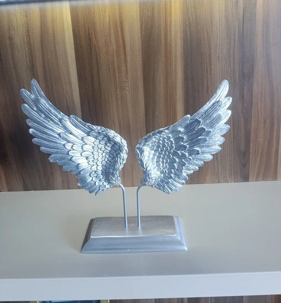 beyaz renk kırılmaz polyester,melek kanadı desenli biblo - Resim 6