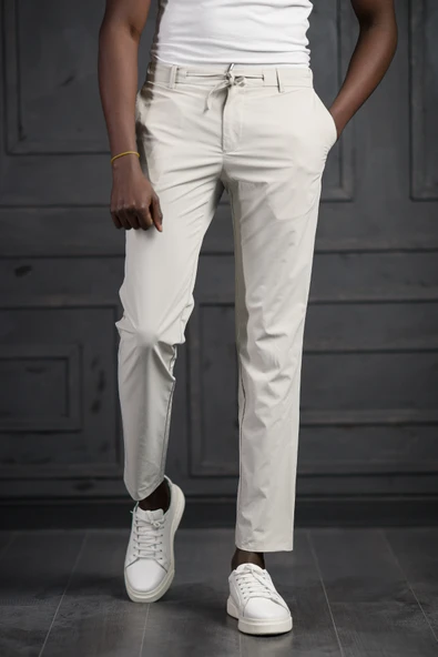 Beli Lastikli Ve İplikli Likralı Yazlık İnce Paraşüt Kumaş Jogger Pantolon - 7