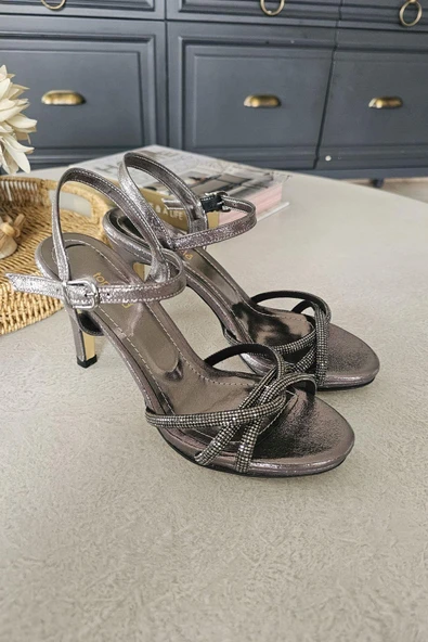 10 1088 Topukla Kadın İnce 9 cm Topuklu Taşlı Abiye Ayakkabı - Resim 11