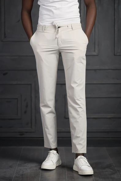 Beli Lastikli Ve İplikli Likralı Yazlık İnce Paraşüt Kumaş Jogger Pantolon - 8