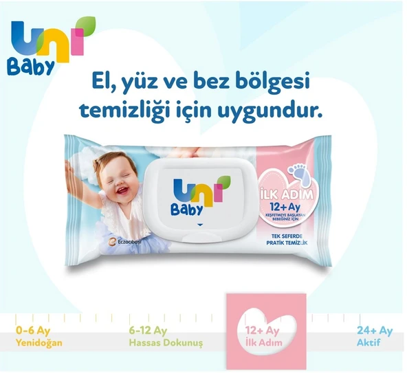 Uni Baby Islak Havlu Mendil İlk Adım 52 Yaprak (24 Lü Set) 1248 Yaprak (8PK*3) - 4