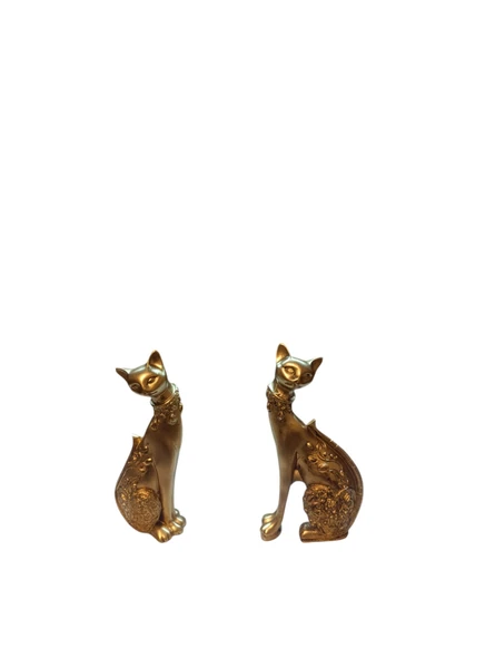 kırılmaz polyester 2 li SARI RENK kedi biblo - Resim 8