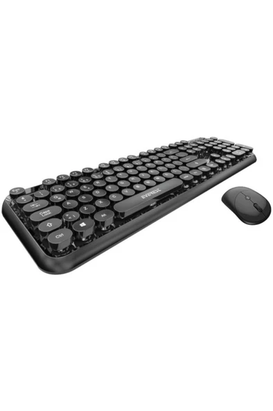 Everest Ergonomik Daktilo Tuşlu Km-6282 Siyah Kablosuz Q Multimedia Klavye + Mouse Set