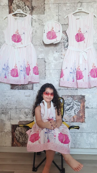 Pampal princess askılı elbise pembe - 2