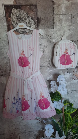 Pampal princess askılı elbise pembe - 5