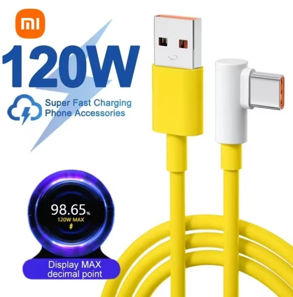 Xiaomi-Samsung-Huawei Uyumlu  120W 6A Usb Type C Orjinal Kutu Çıkması 1 Metre SARI ürün görseli