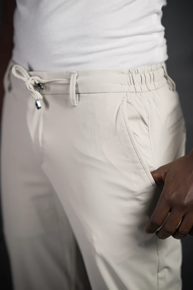 Beli Lastikli Ve İplikli Likralı Yazlık İnce Paraşüt Kumaş Jogger Pantolon - 12