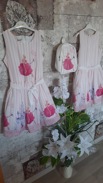 Pampal princess askılı elbise pembe