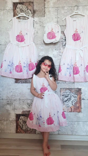Pampal princess askılı elbise pembe - 4